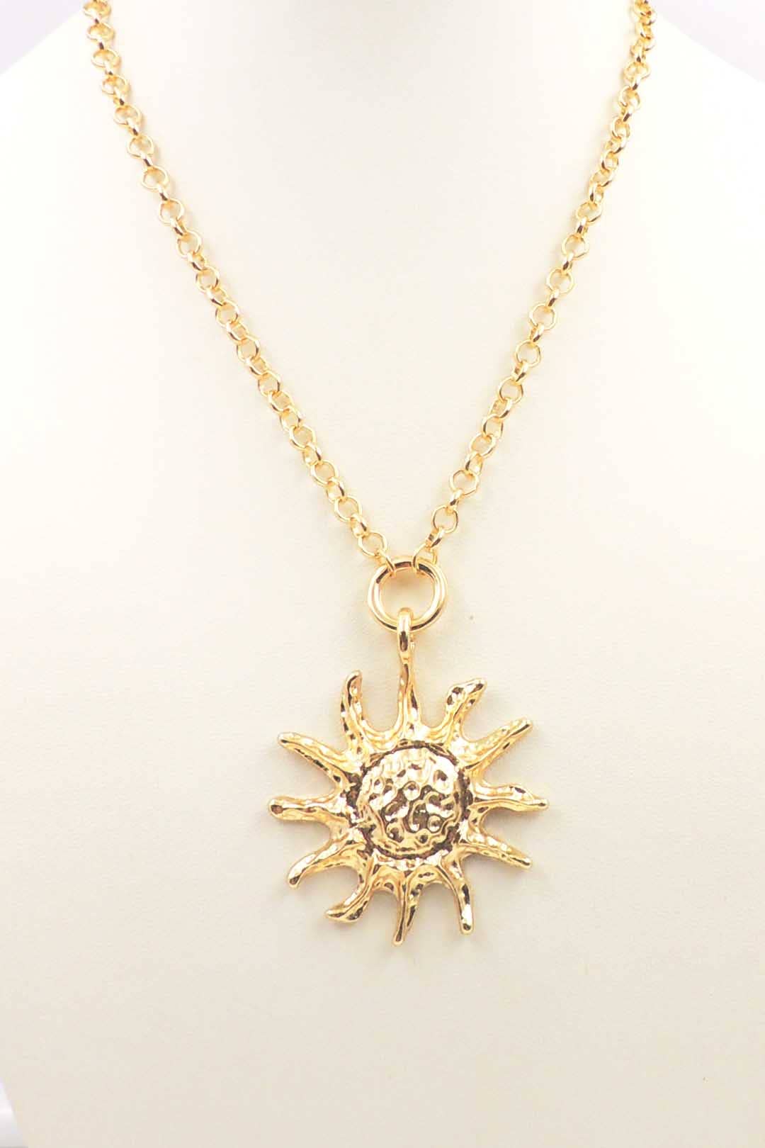 Gold Chain with Sunburt 16"-18" Necklace