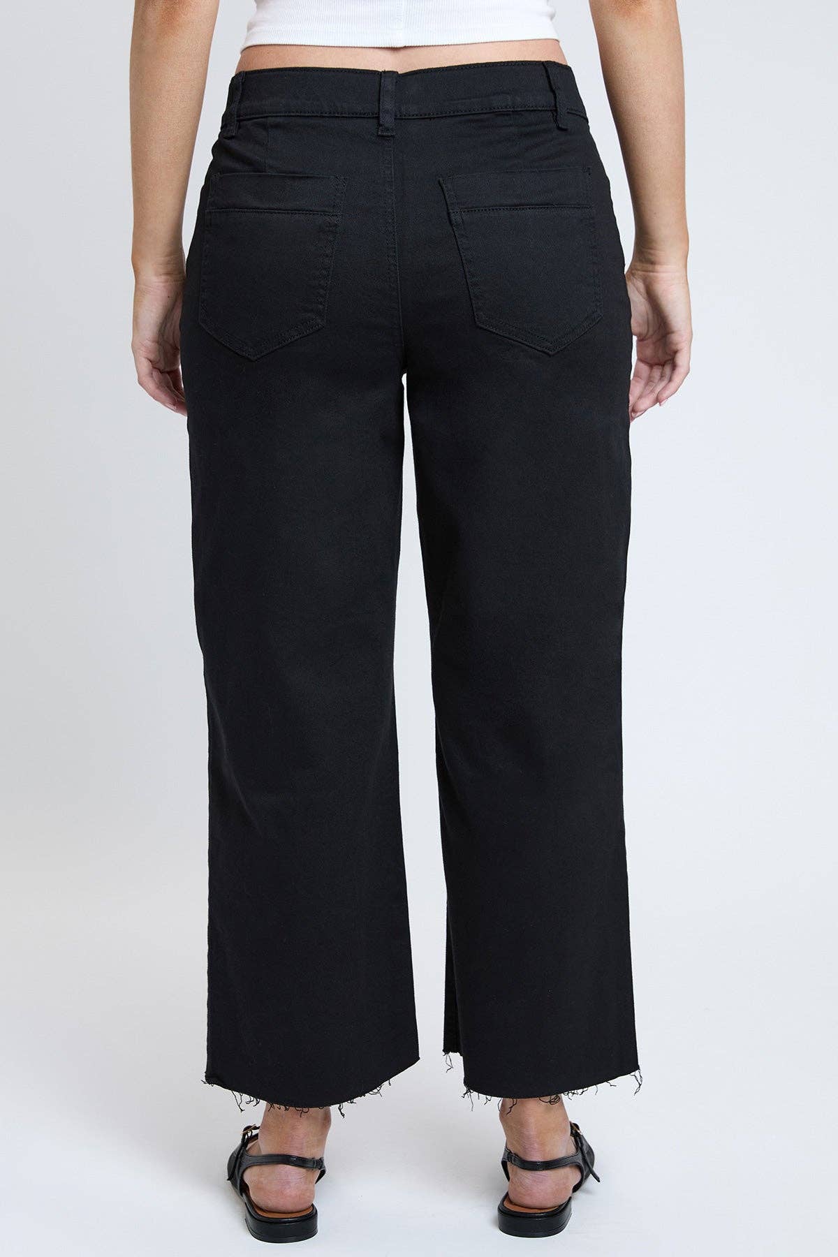 Cropped High-Rise Wide Leg Trouser Pants