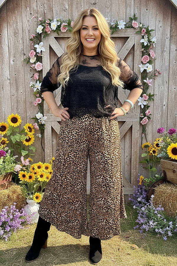 Leopart print wide leg pant