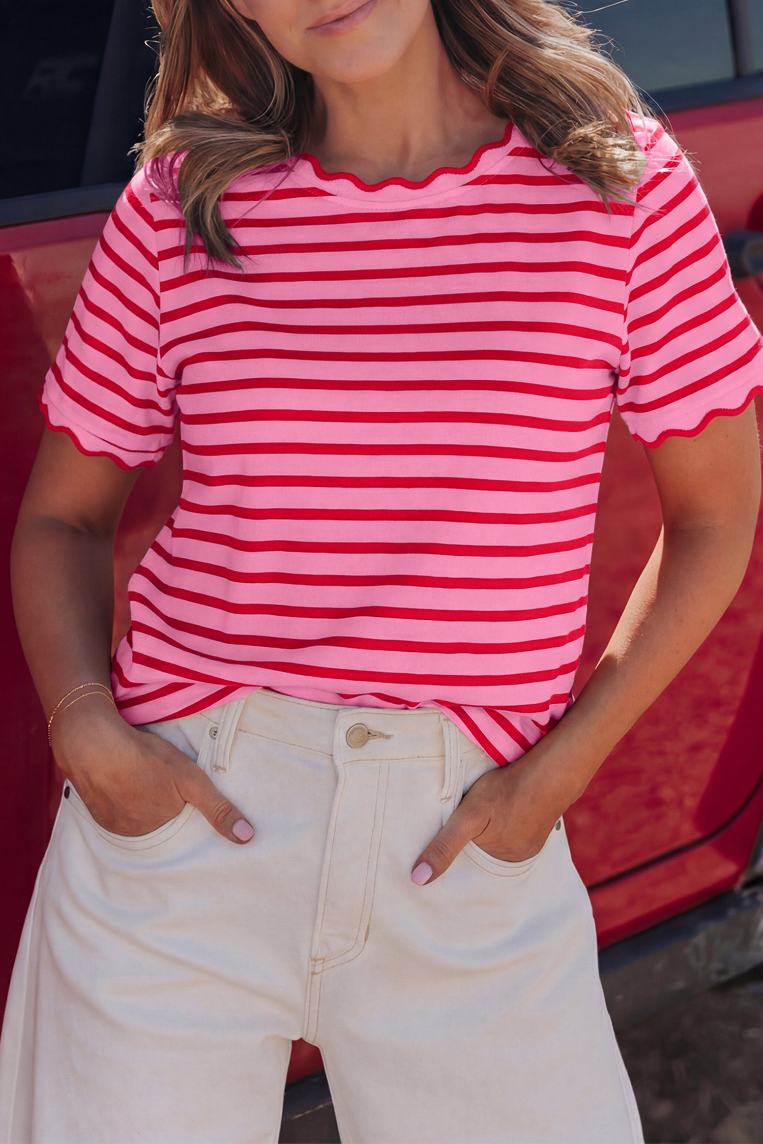 Pink Scalloped Top
